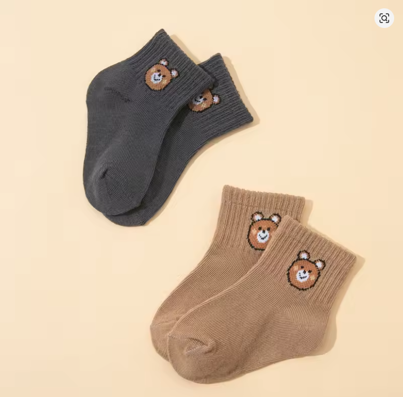 Bear Embroidered Baby Socks Set