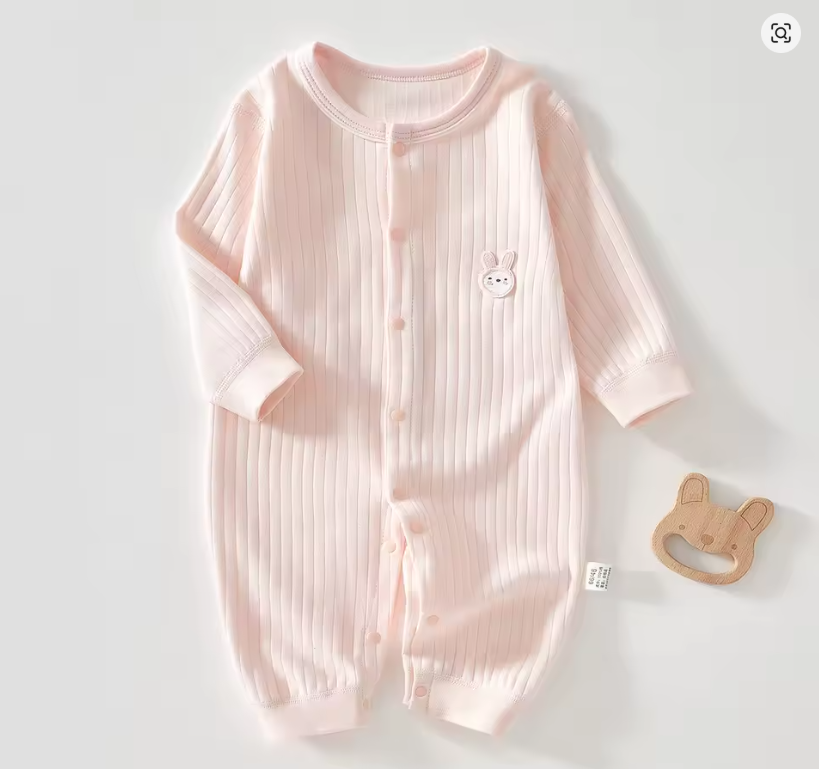 Pink Ribbed Baby Romper