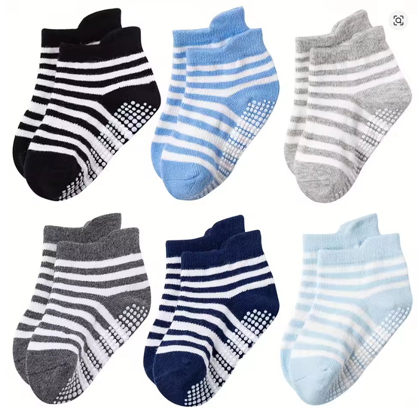 Baby Non-Slip Striped Socks (6-Pack)
