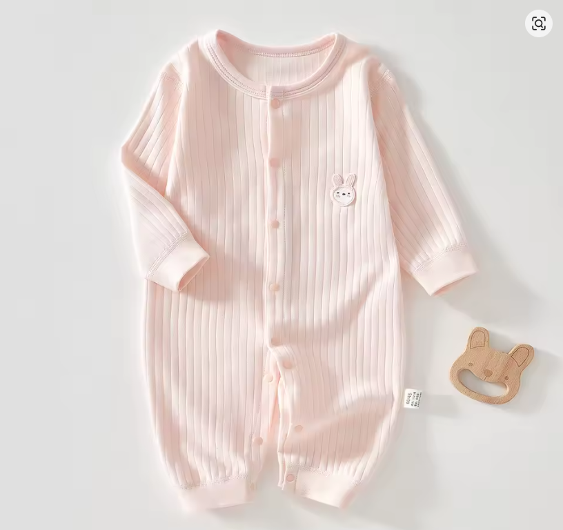 Pink Ribbed Baby Romper