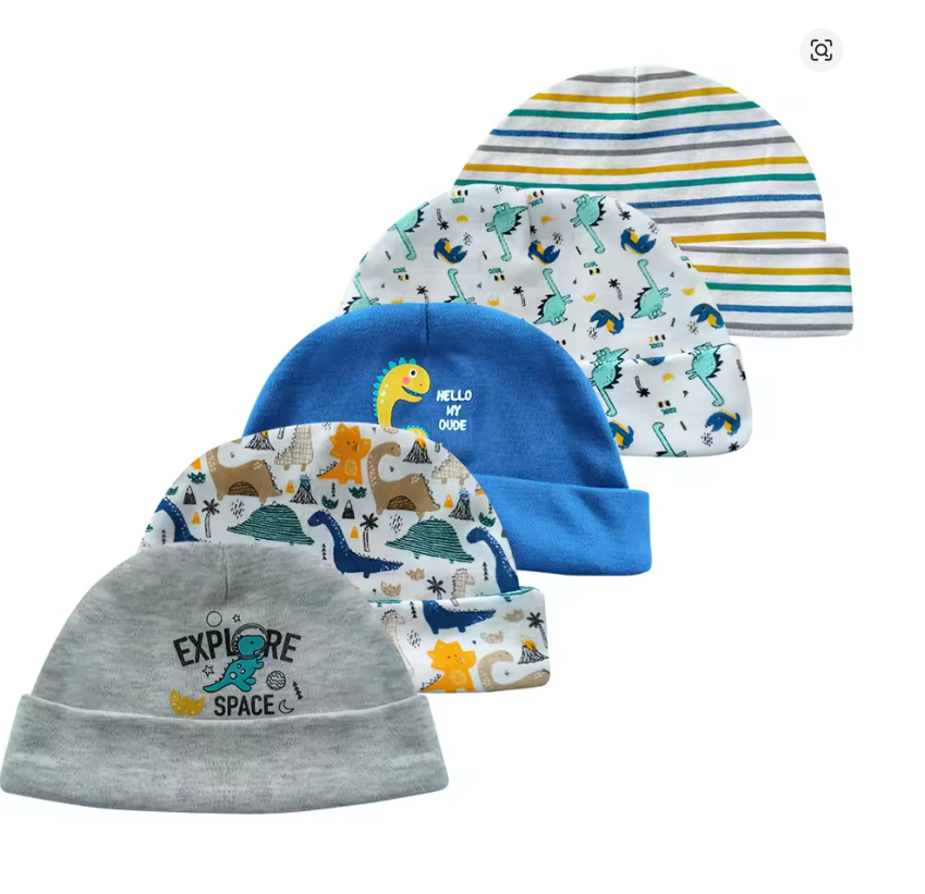 Baby Cotton Beanie Set