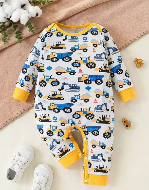 Construction Print Baby Romper