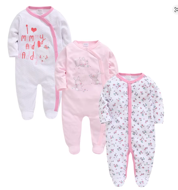 Baby Girls Cotton Sleepsuit Set