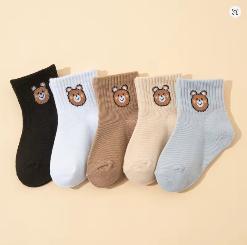 Bear Embroidered Baby Socks Set
