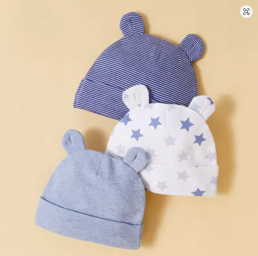 Baby Bear Ear Beanie Trio