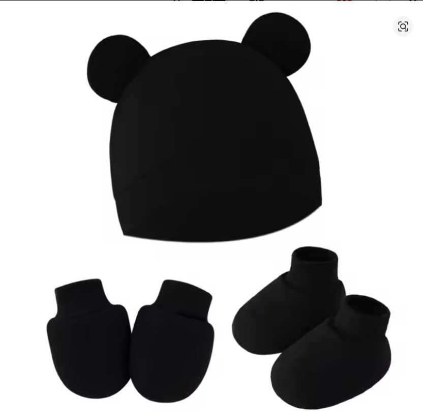 Baby Bear Ear Hat & Mittens Set