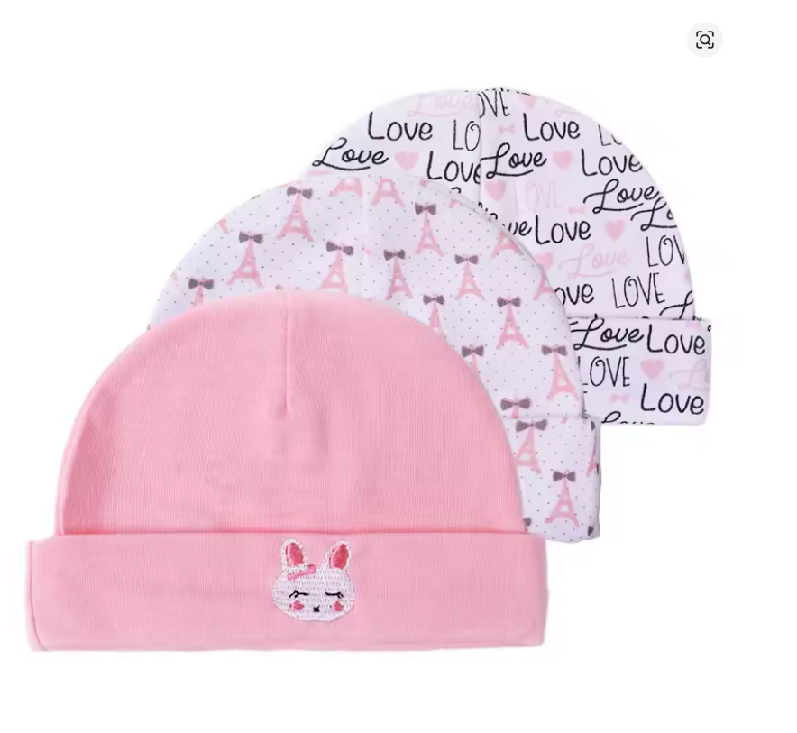 Baby Cotton Beanie Set