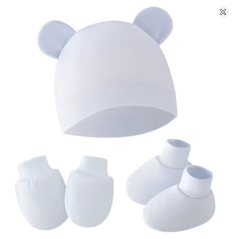 Baby Bear Hat, Mittens & Booties Set