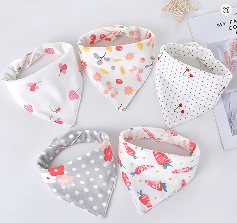 Baby Cotton Bandana Bibs (Set of 5)