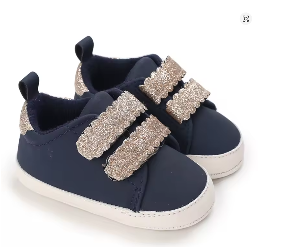 Navy Glitter Baby Sneakers