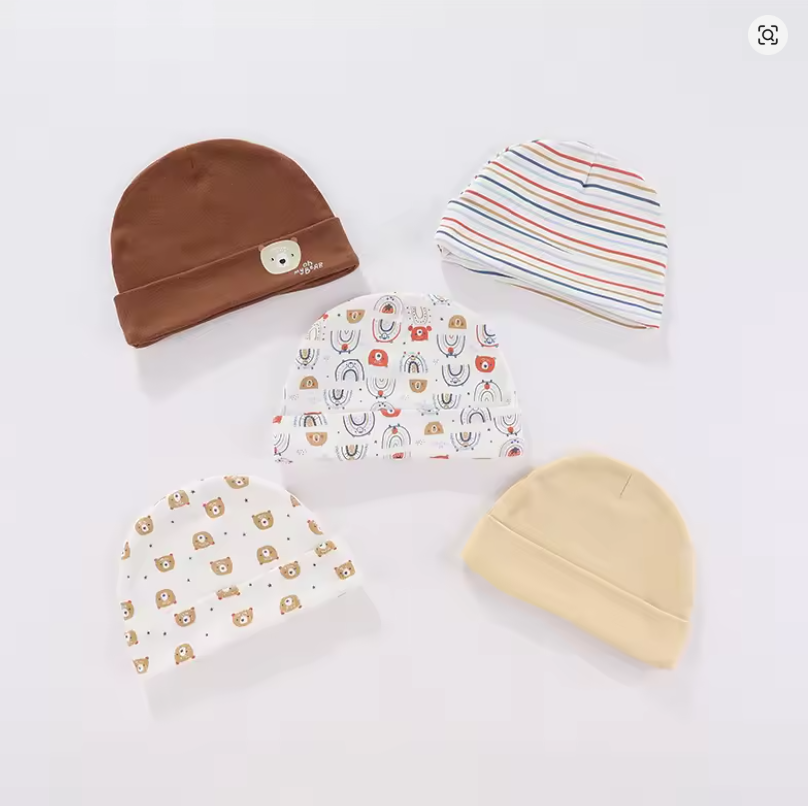 Baby Cotton Beanie Set