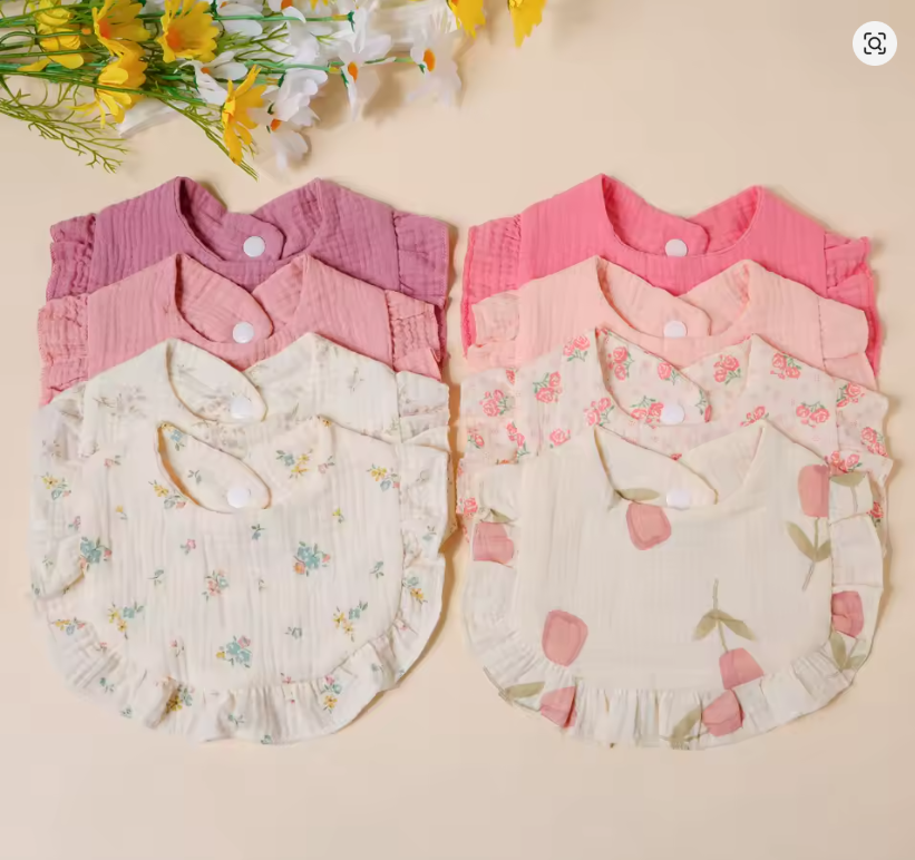 Floral Cotton Baby Bibs Set