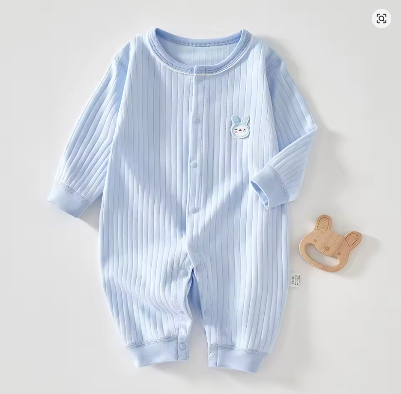 Baby Blue Ribbed Romper
