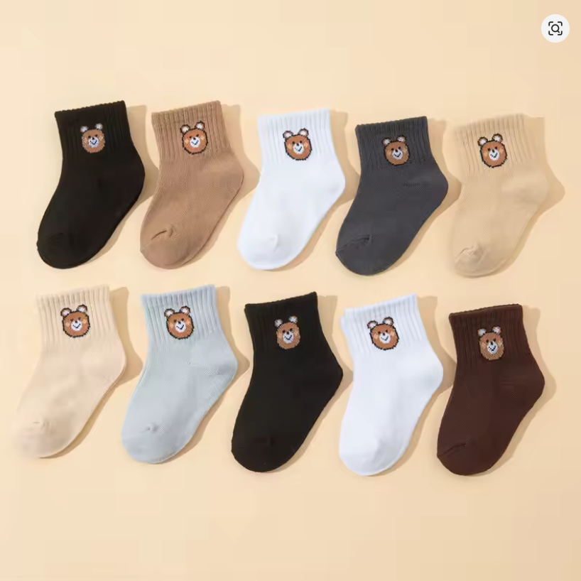 Bear Embroidered Baby Socks Set