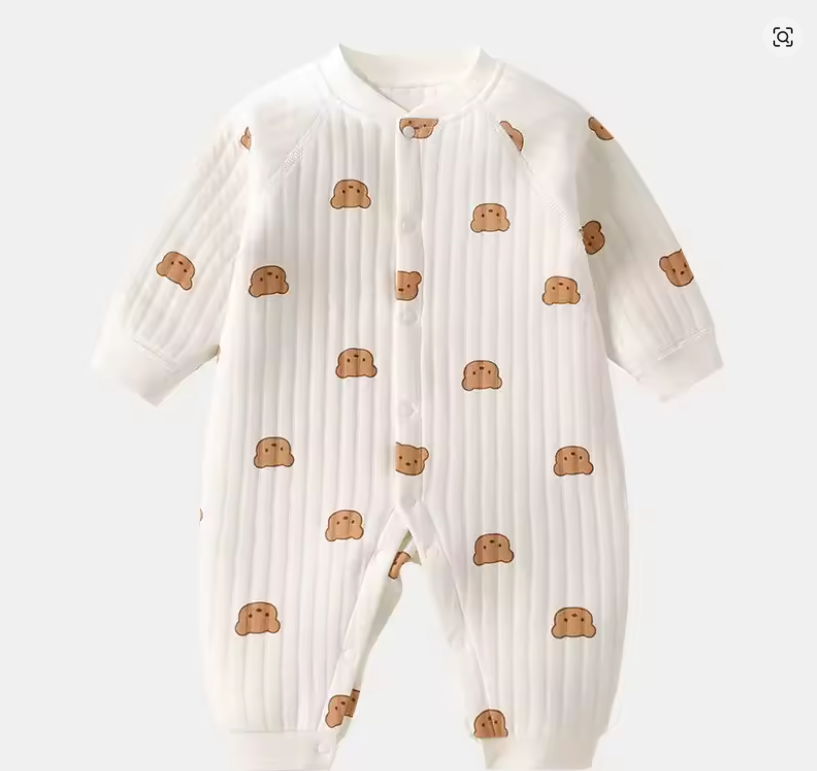 Cozy Bread Print Baby Romper