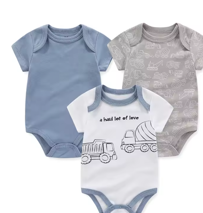 Baby Construction Theme Bodysuits (3 Pack)