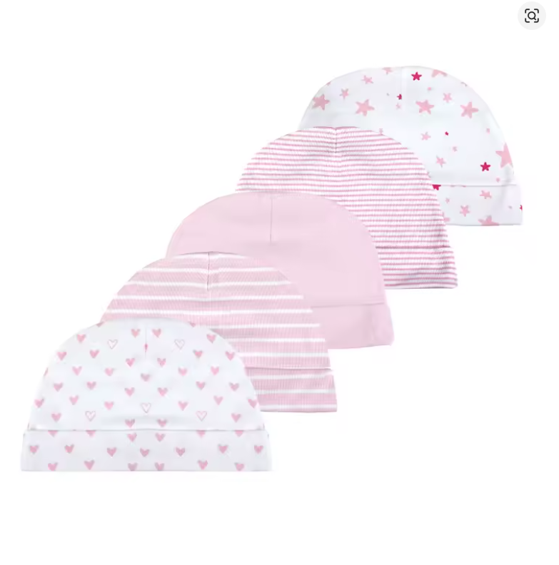 Baby Girl Cotton Beanie Set