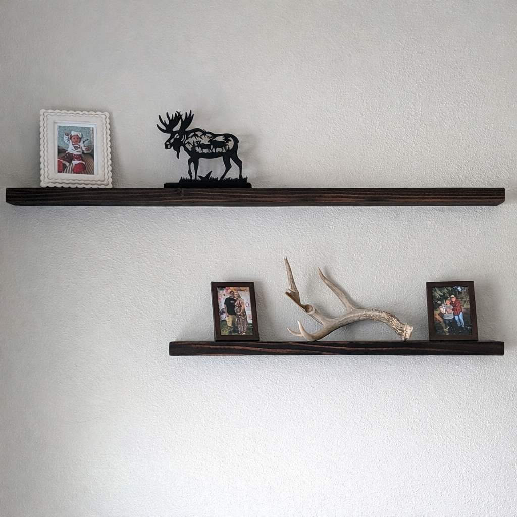 Set of 2 Rustic Floating Wall Shelf Set