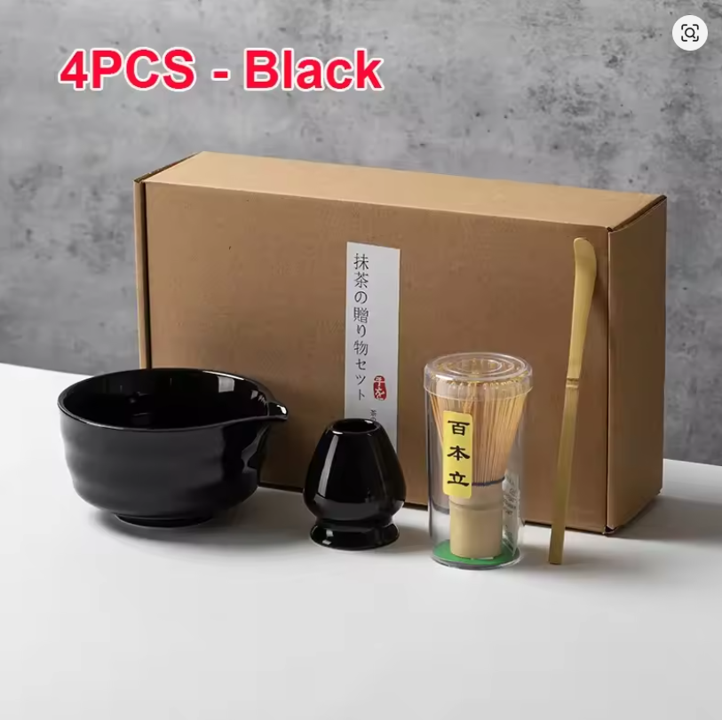 Matcha Tea Set - Black (4PCS)