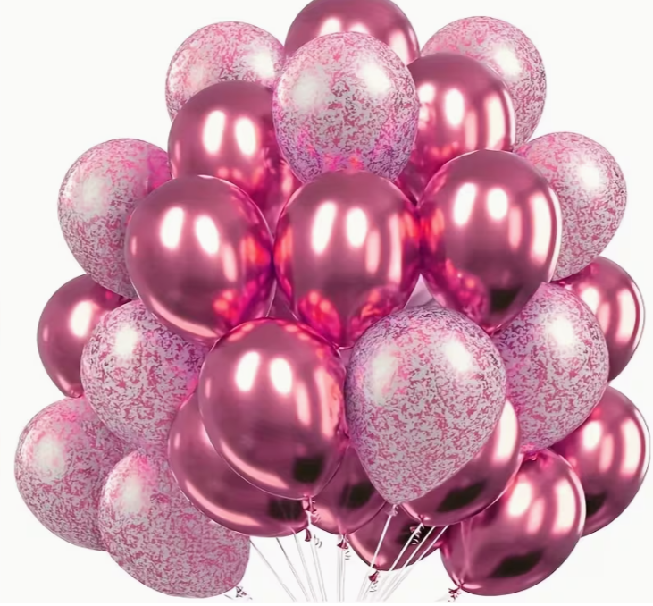 Pink Metallic Confetti Balloons Set