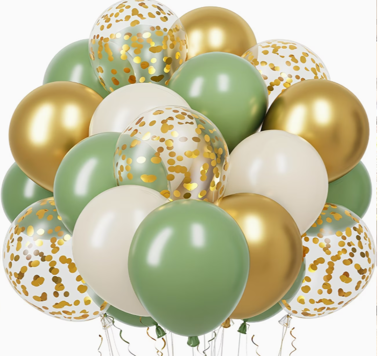 Gold and Sage Balloon Set