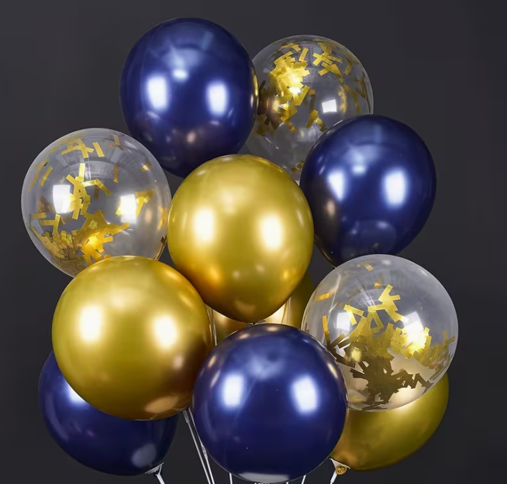 Gold and Navy Blue Balloon 