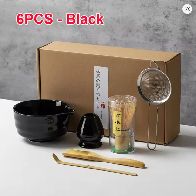 Japanese Matcha Tea Set - 6pcs Black