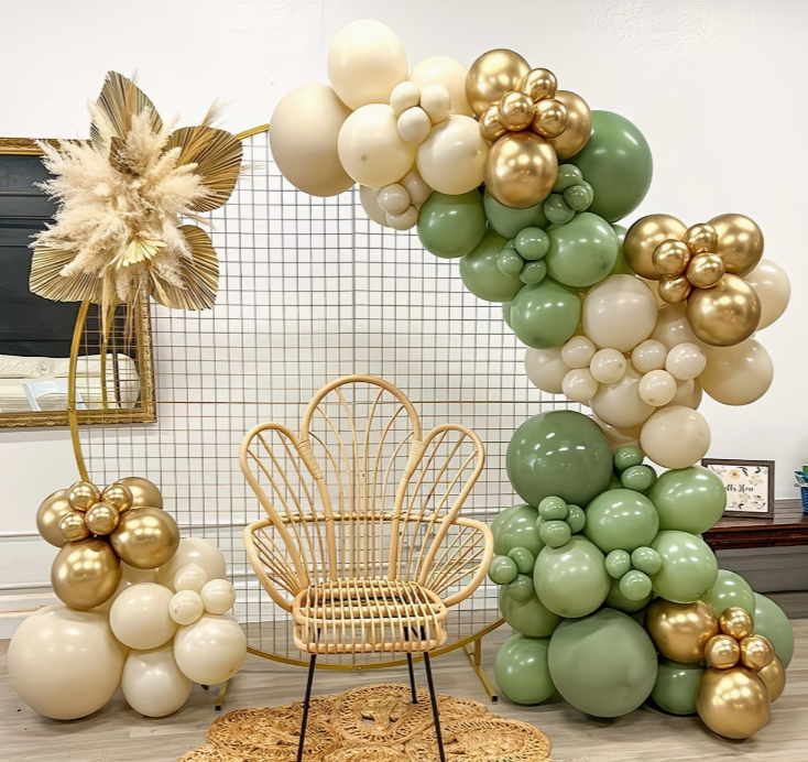 Gold and Sage Balloon Set