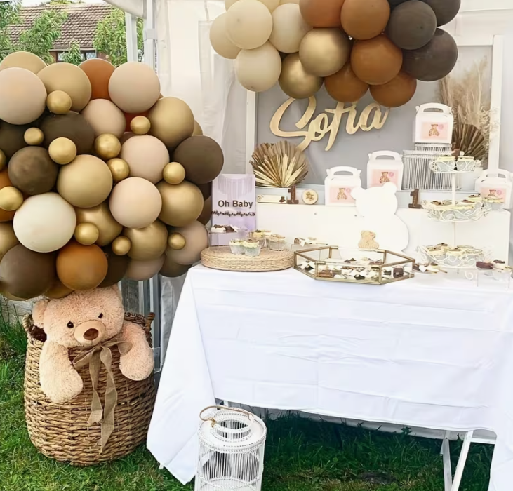 Gold Brown & White Balloon Set