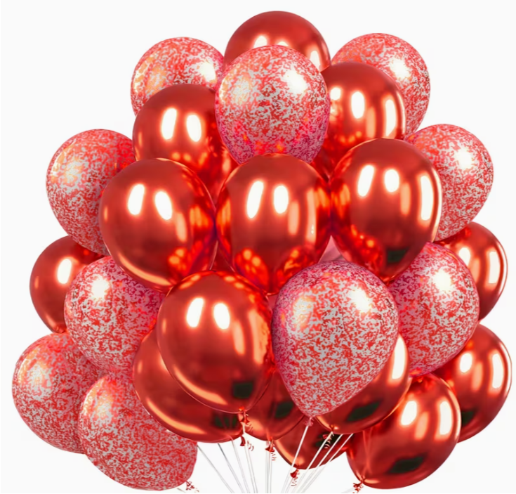 Metallic Red Birthday Balloons Set