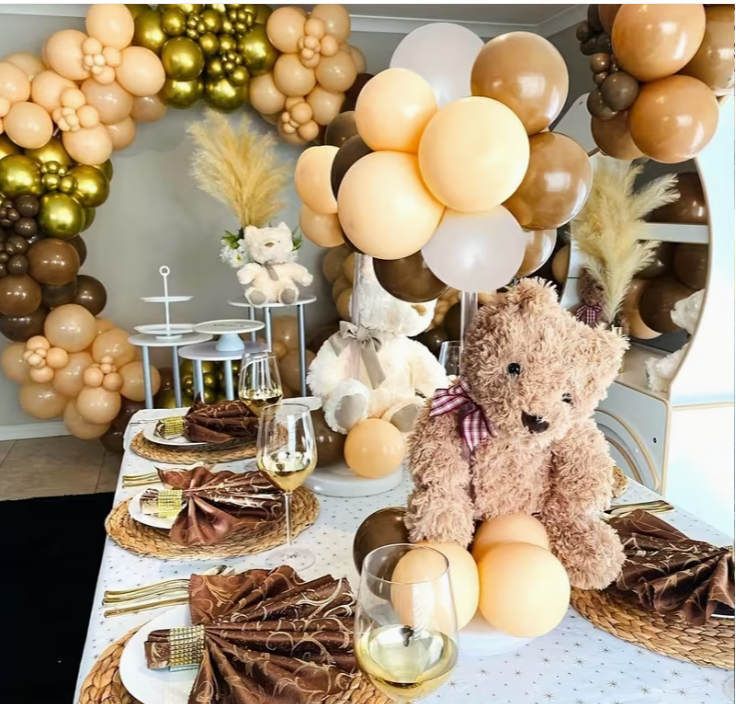 Gold Brown & White Balloon Set