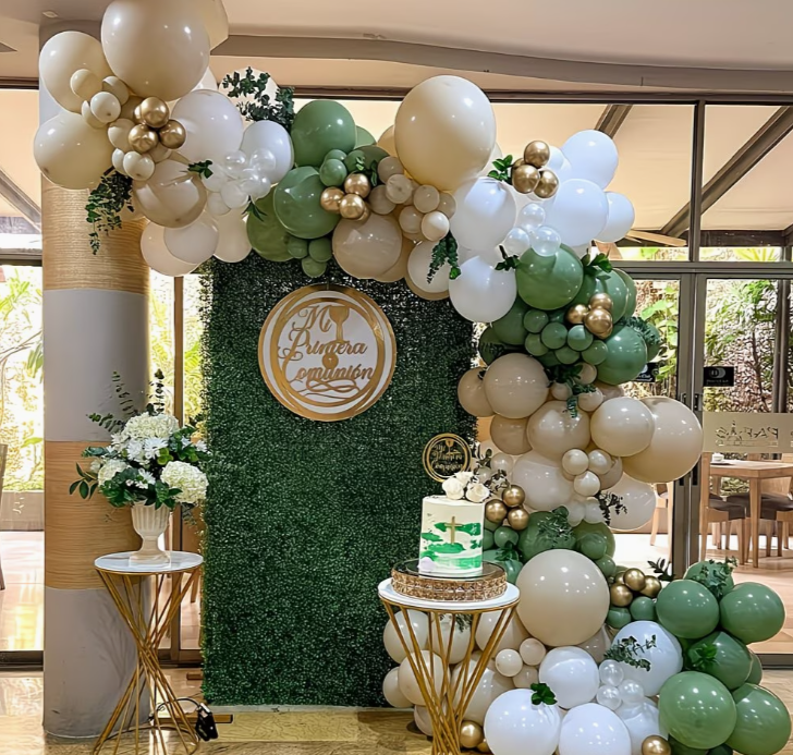 Gold and Sage Balloon Set