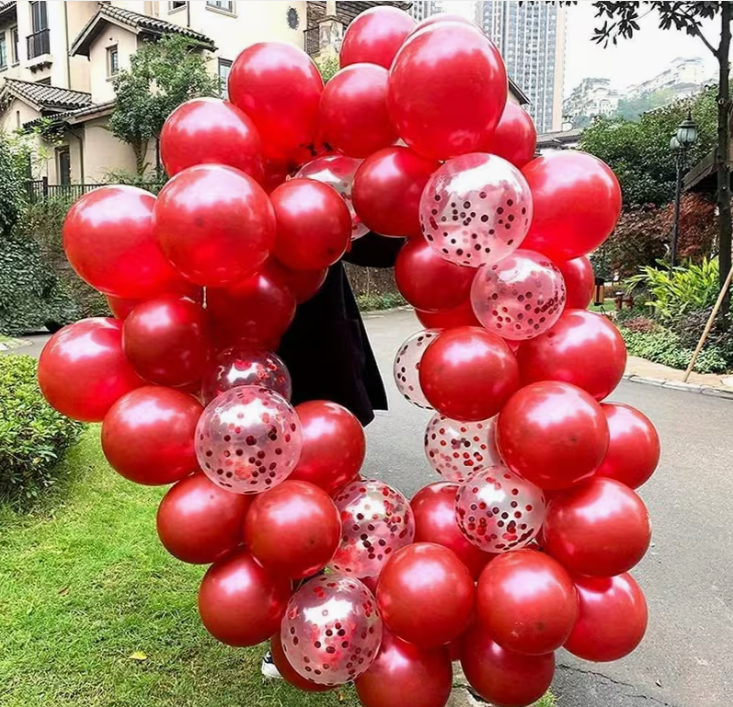 Red and White Confetti Balloons Set