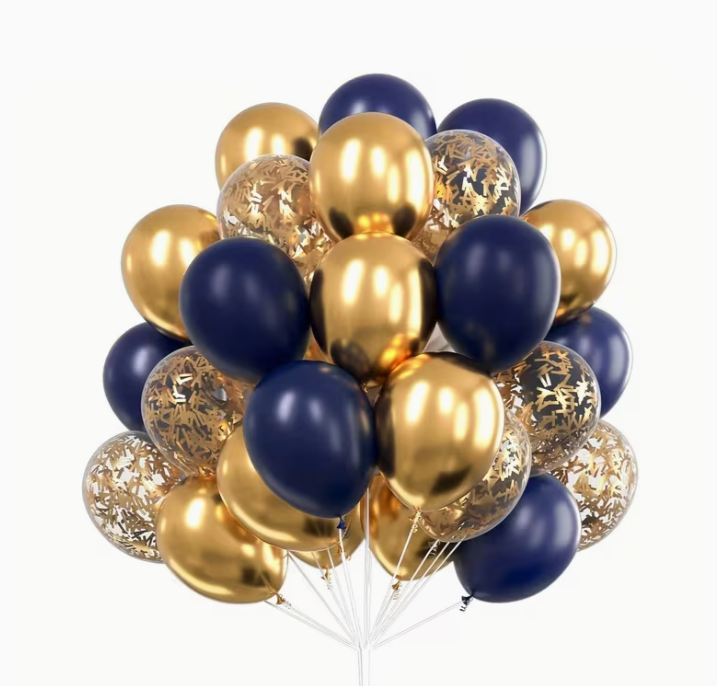 Gold and Navy Blue Balloon 