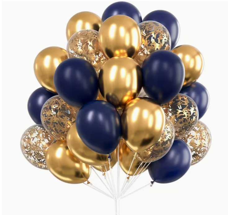 Gold and Navy Blue Balloon 