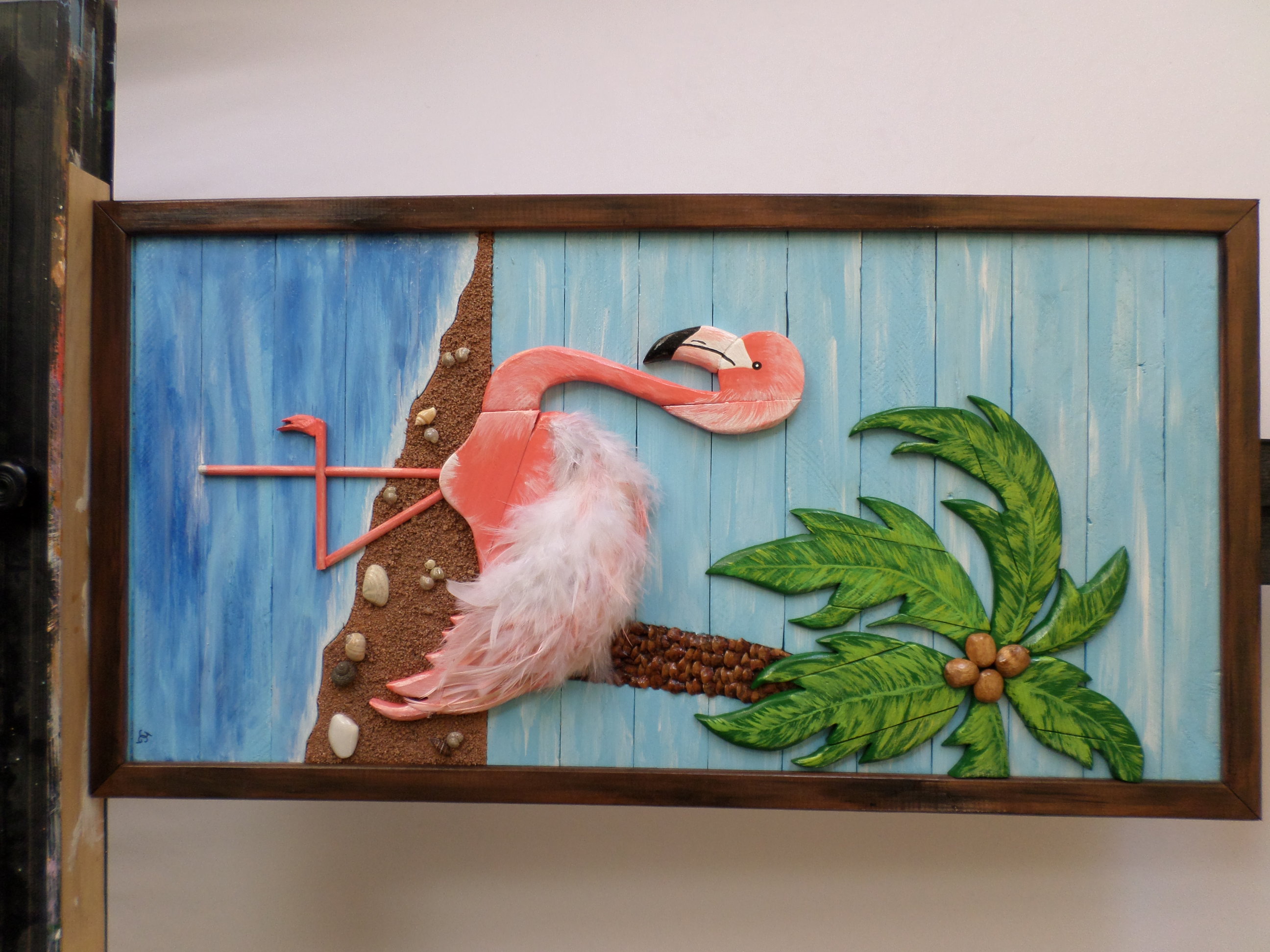Funky Flamingo Beach Wall Art