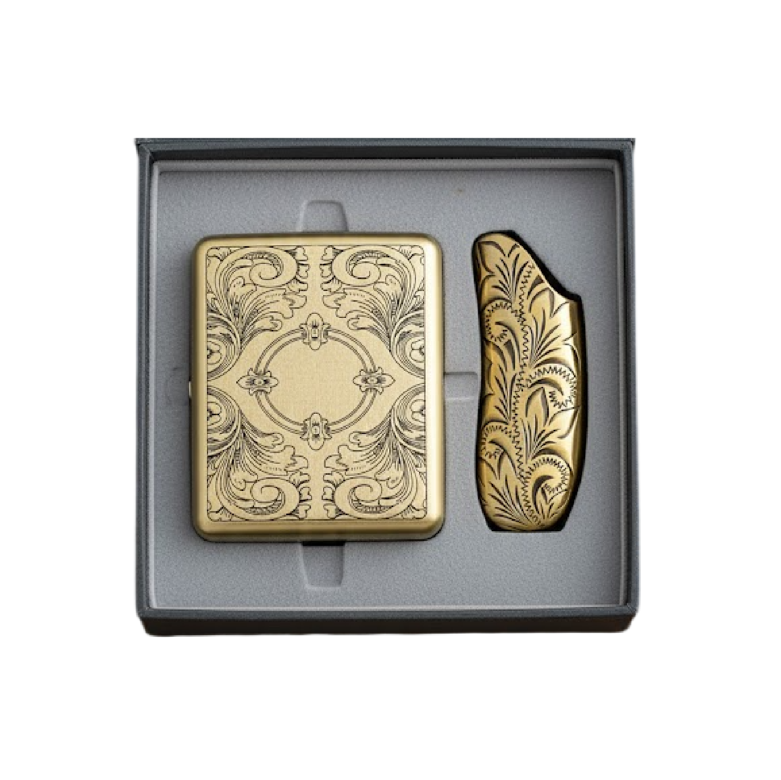 Juego fumadores, cigarro y encendedor