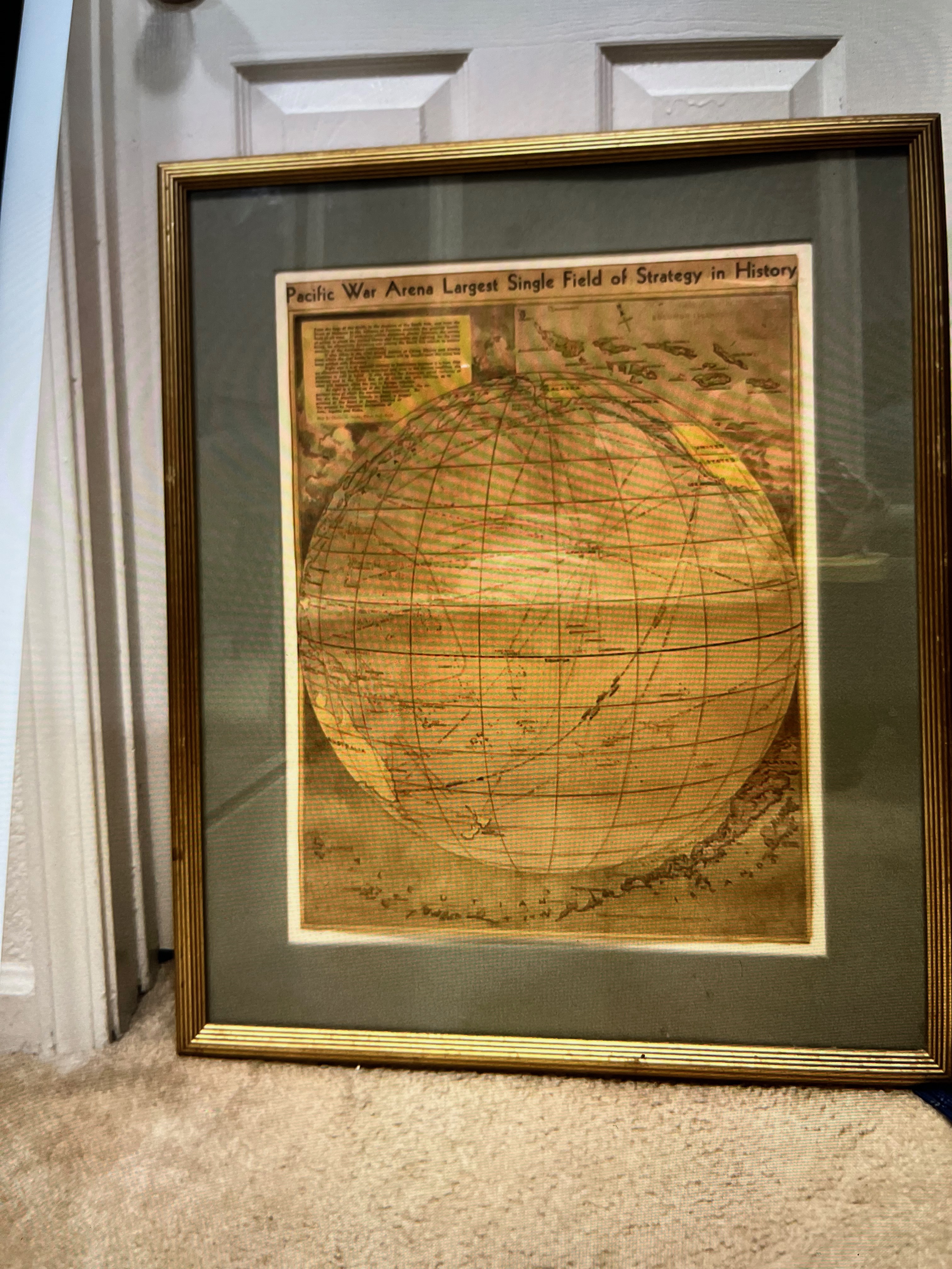 Framed Vintage Pacific War Map