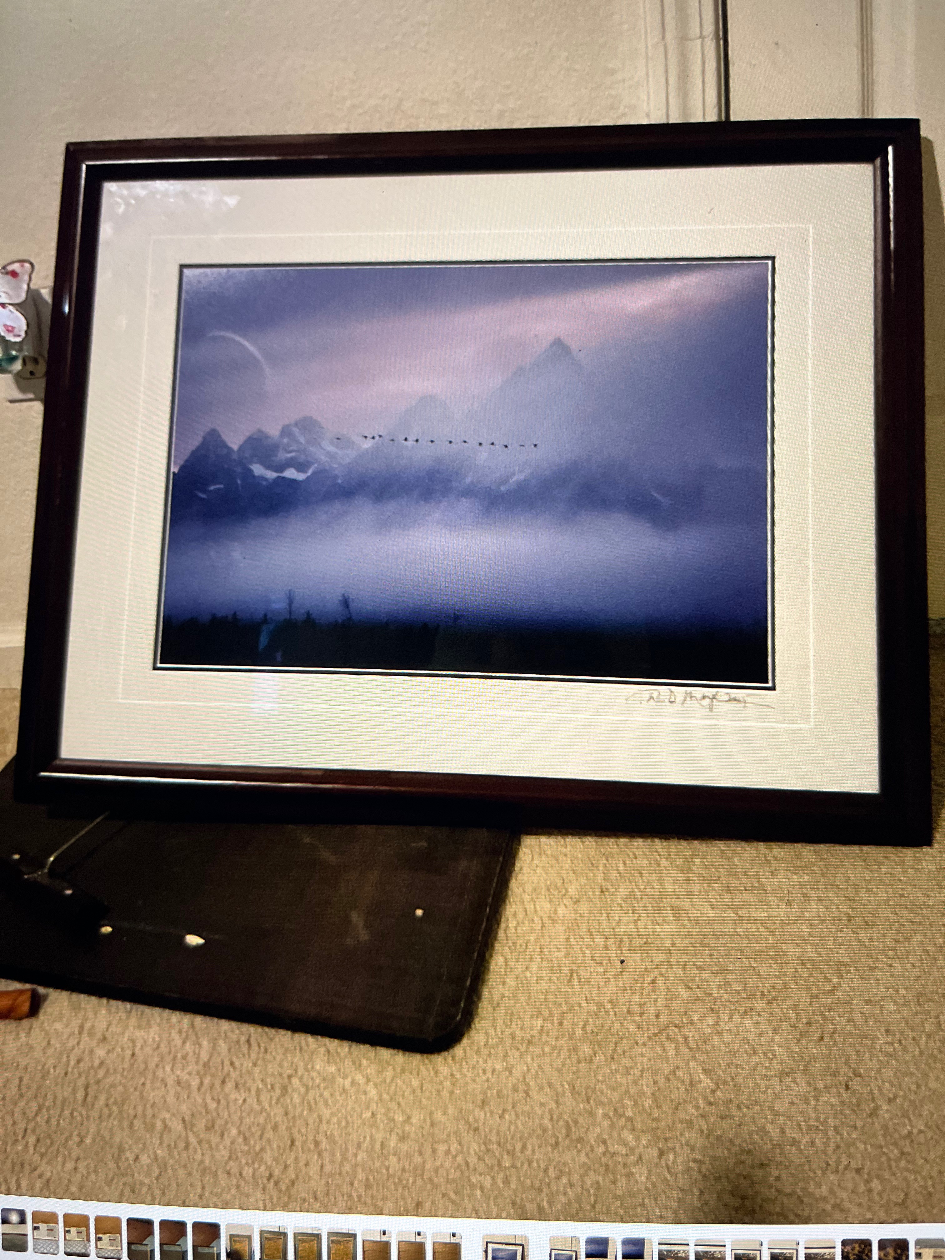 Out of the Mist framed signed Thomas Mangelsen Print