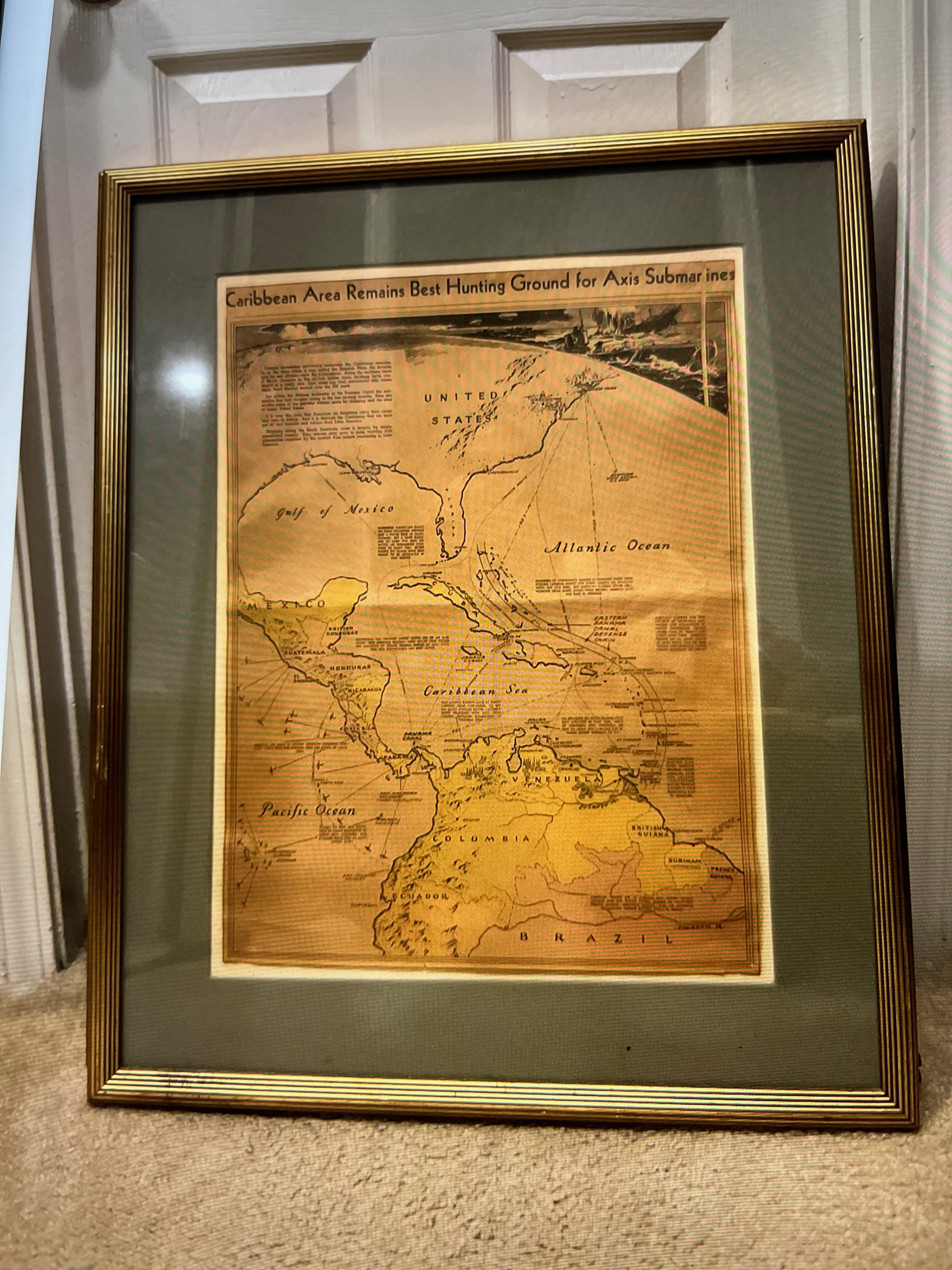 Framed Vintage Pacific War Map