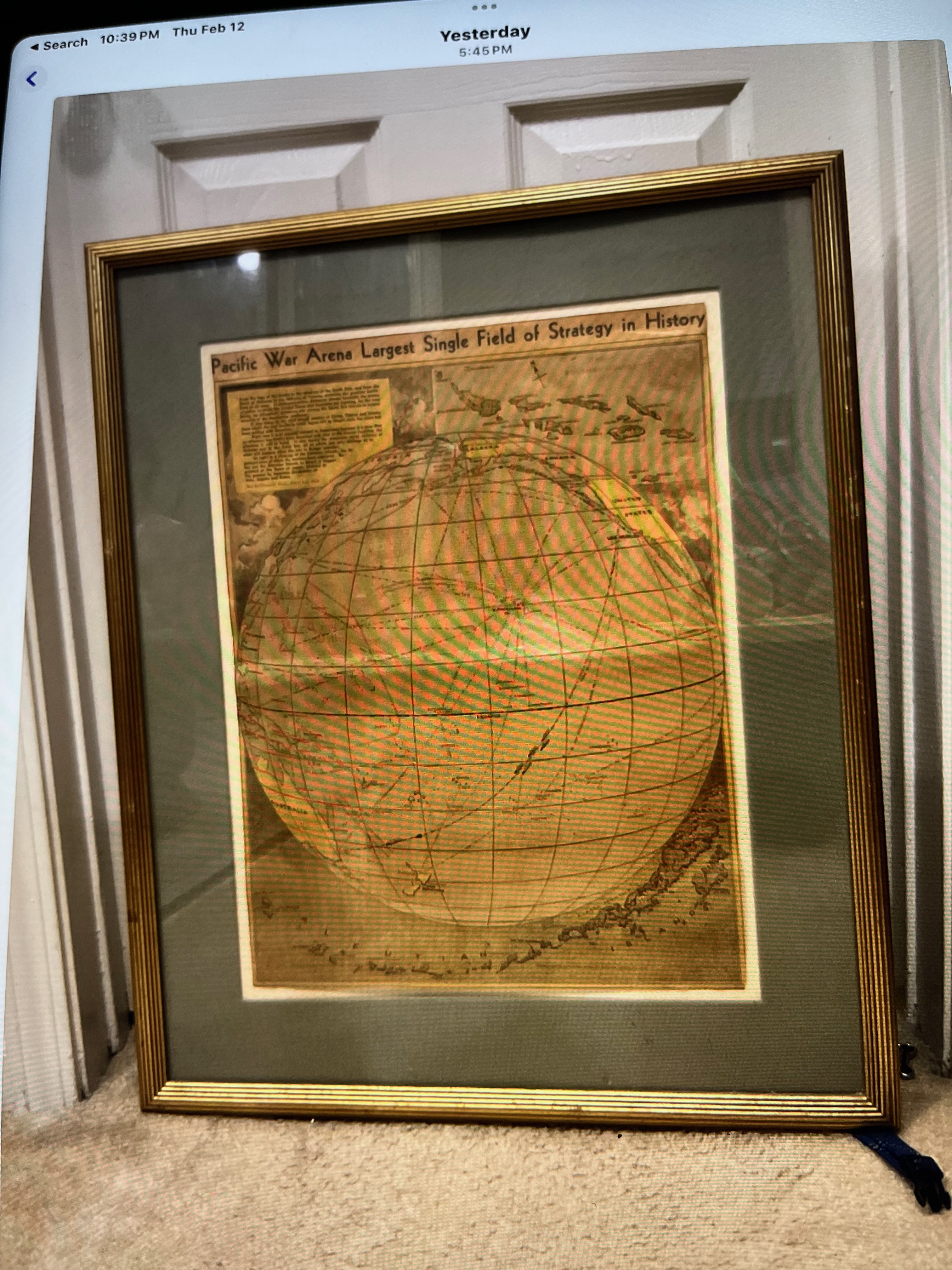 Framed Vintage Pacific War Map