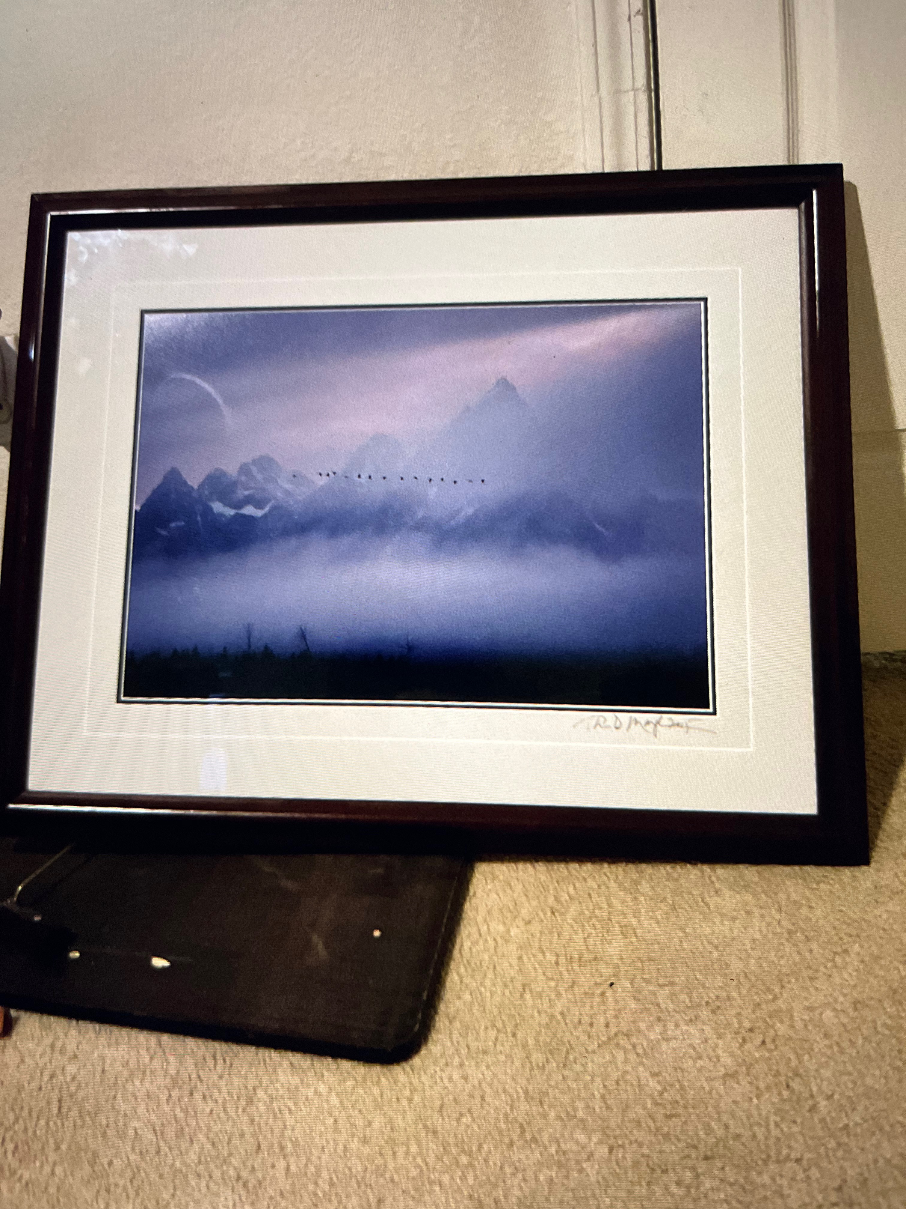 Out of the Mist framed signed Thomas Mangelsen Print