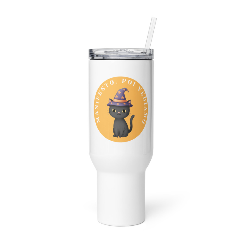 Travel mug with a handle manifesto
