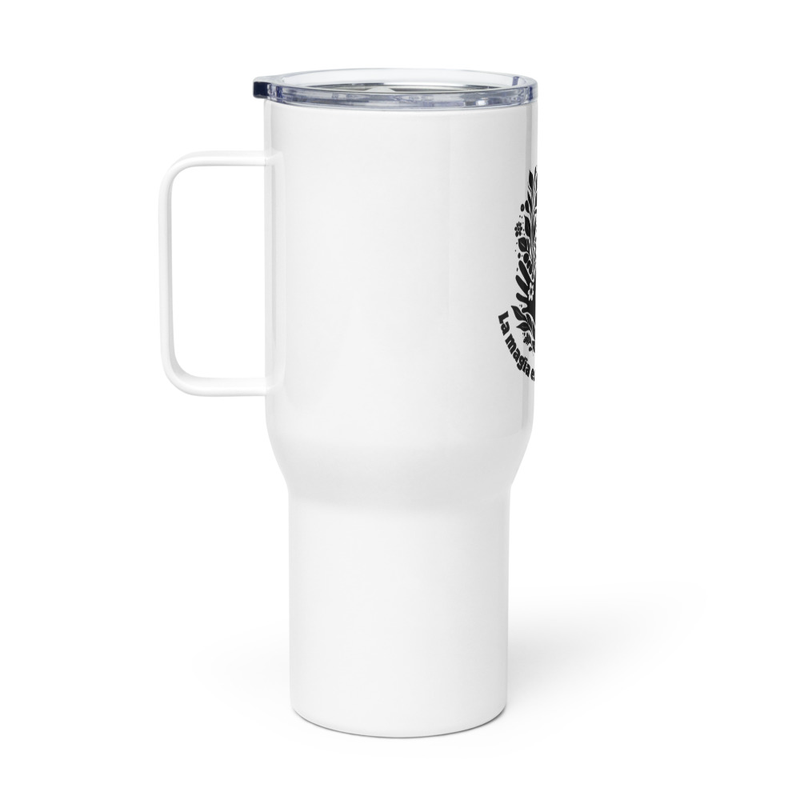 Travel mug with a handle manos