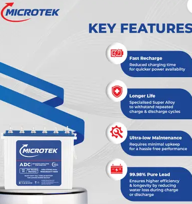 Microtek Advanced Duracore Technology 12V Inverter Battery 60 Months Warranty Tall Tubular Inverter Battery (180 Ah, M1803624TT)