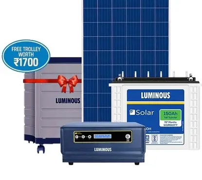 LUMINOUS Solar Off Grid Combo | NXG 1450e , Battery 150 Ah (1 N), Solar Panel 170w (1 N) Flooded Solar Battery (12 V)