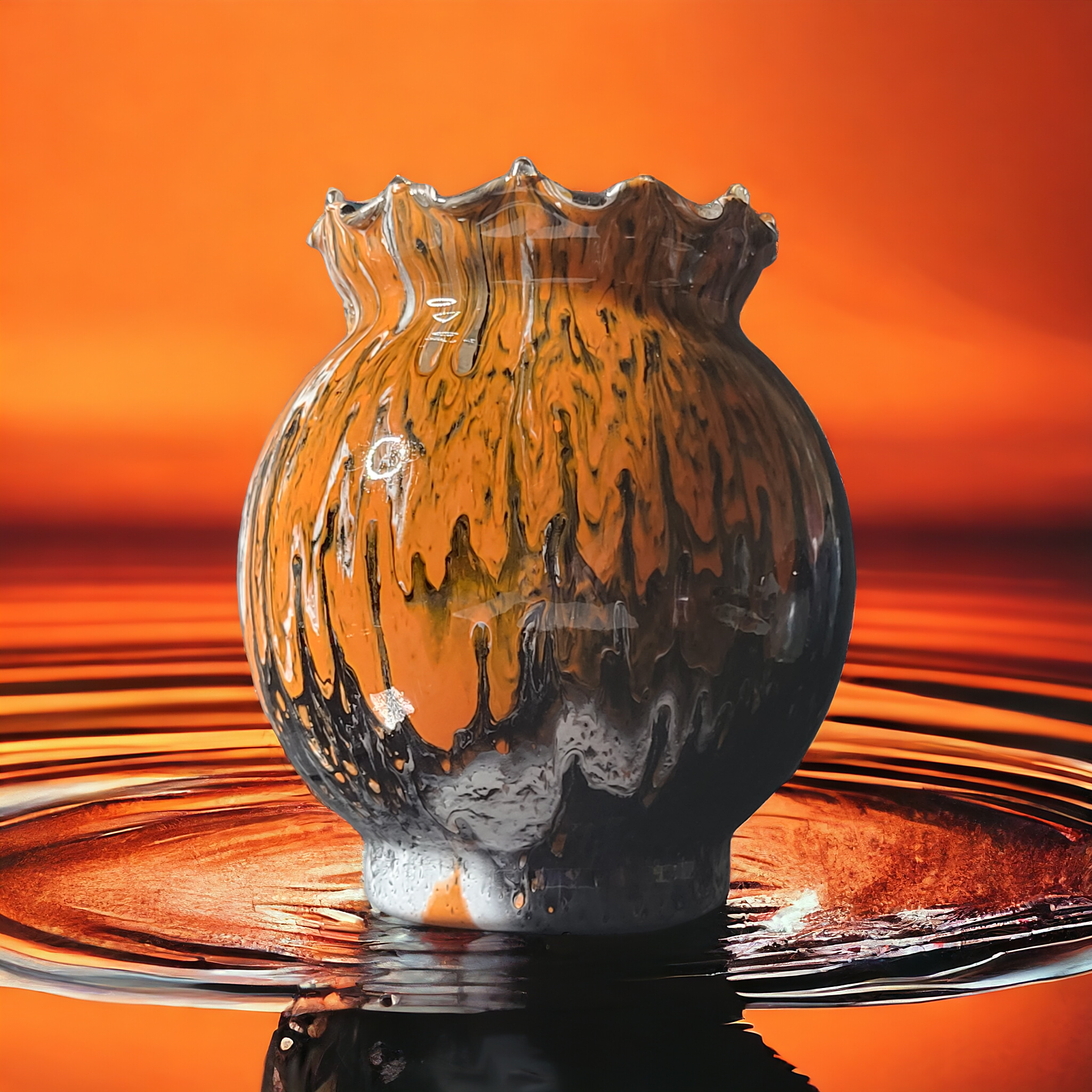 Vibrant Painted Glass Vase