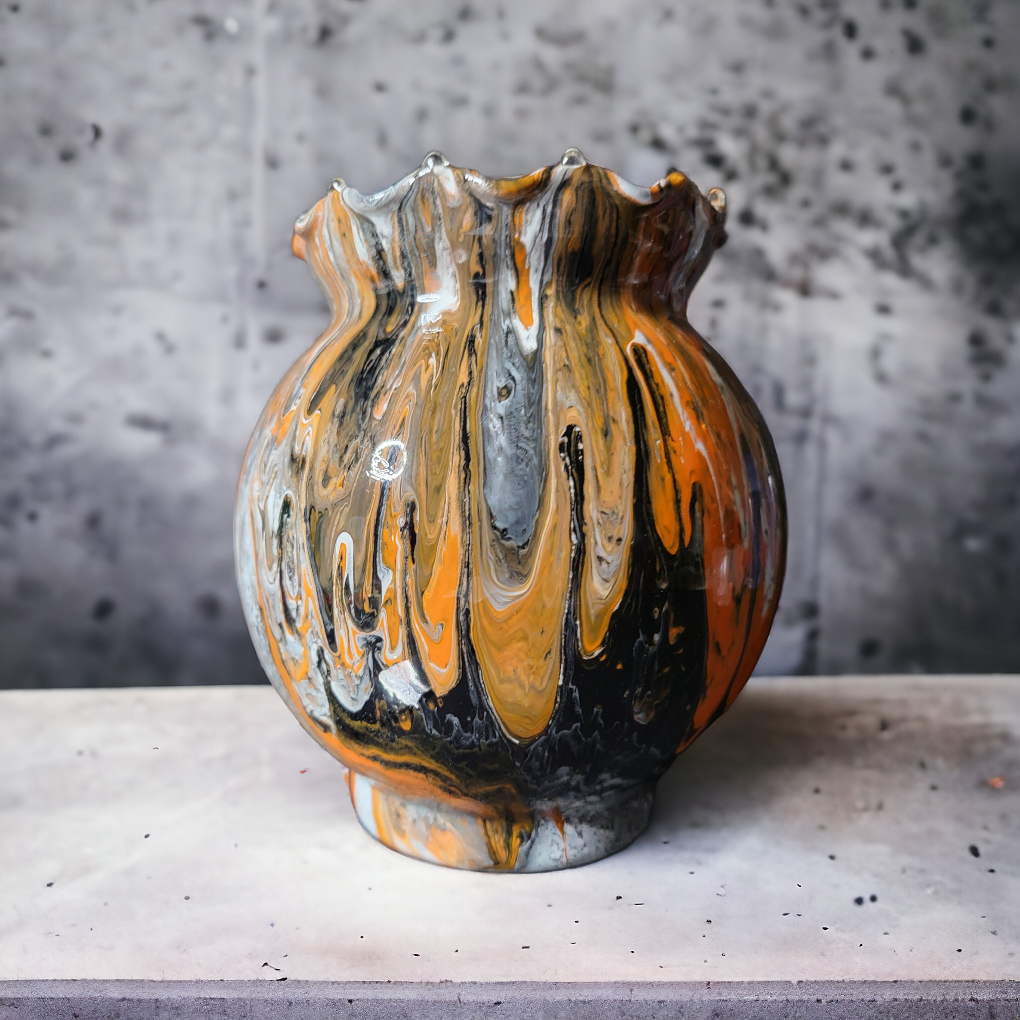 Vibrant Painted Glass Vase