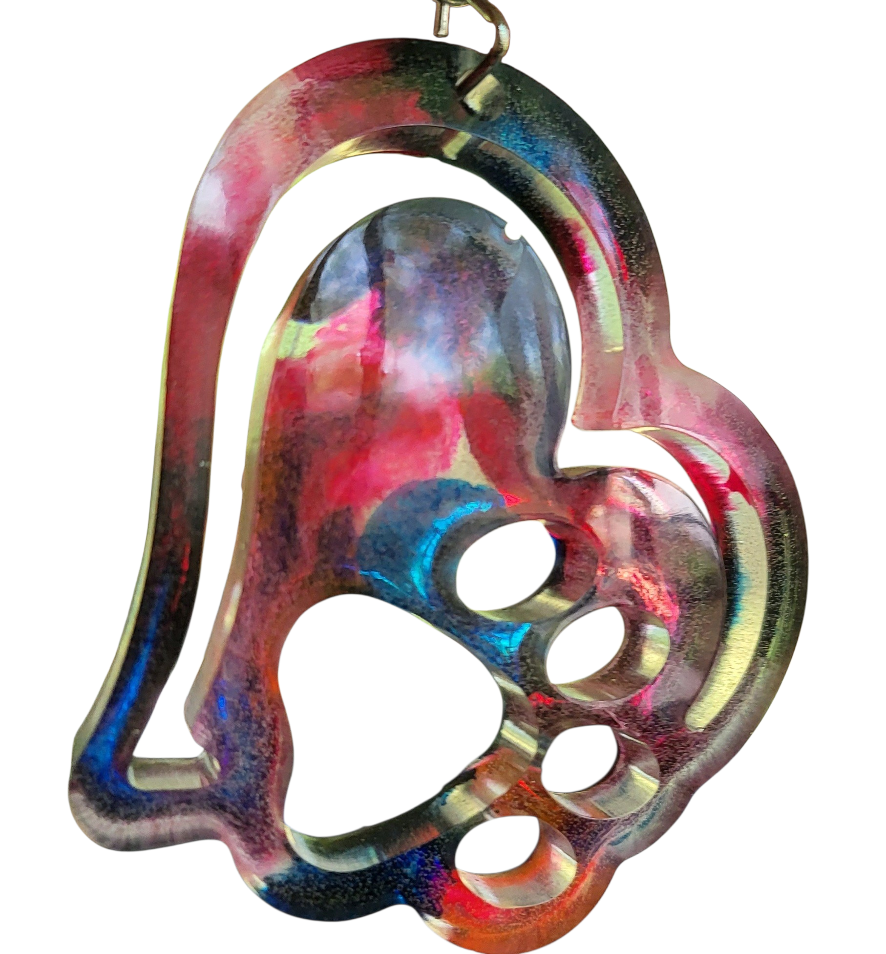 Colorful Heart Paw Keychain 