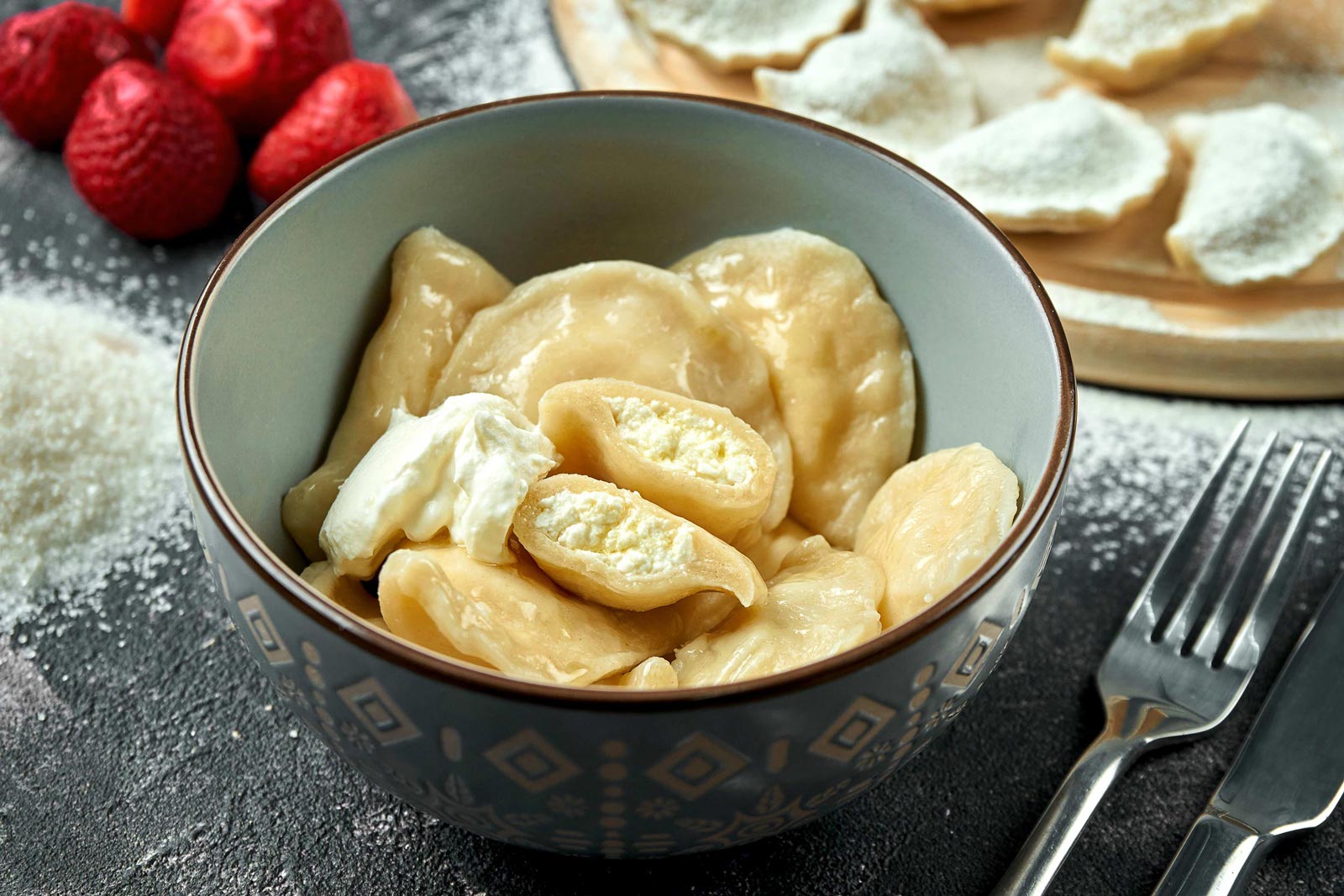 Vareniki  au fromage frais sucrés